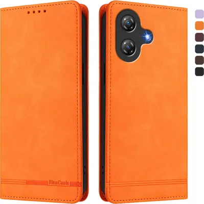 Image de Etui pour Ulefone Note 21, étui rétro en cuirPolyuréthaneavec support et fentes pour cartes Orange