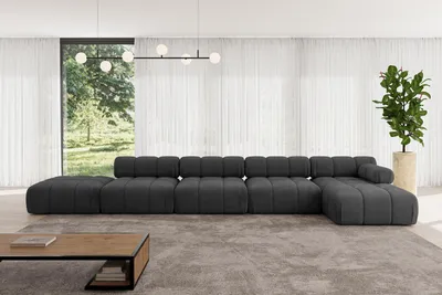 Produktbild von ALTDECOR Modulares Sofa Ecksofa in L-Form - Lizur-L3 - 475x160x70 cm Schwarz Corner modular Sofa Eckcouch Couch Wohnlandschaft Cauchsofa Polstersofa