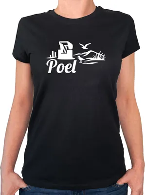 Produktbild von Huuraa Damen T-Shirt Poel Strandmotiv XL Black Bio Baumwolle Fairtrade Damenshirt Geschenkidee