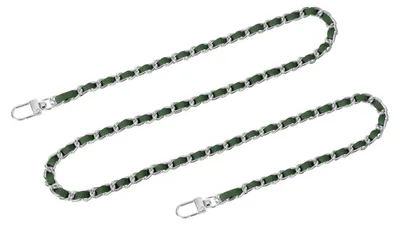 Image de Chaîne pour sac à main - Sangle de remplacement avec boucles métalliques - Pour sacs à épaule et sacs bandoulière - Vert et argent, 100 cm
