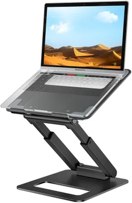 Obrázek produktu pro Ibenzoa® Nastavitelný stojan na notebook (10–17 palců) – ergonomický držák na notebook pro pracovní stůl i pro práci ve stoje
