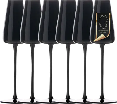 Image de Intirilife 6x flûte à champagne au design moderne en noir- 220 ml de contenance - flûte à champagne Prosecco verre cristal résistant au lave-vaisselle antichoc