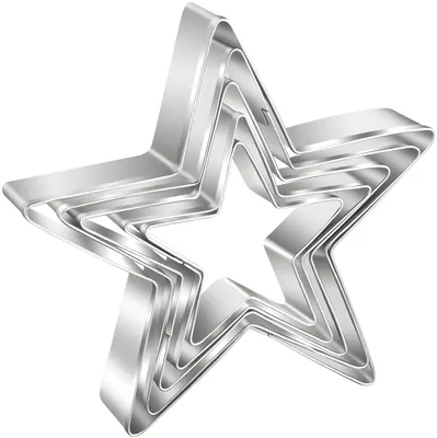 Image de Emporte-pièces en forme d'étoile, lot de 5 pièces en acier inoxydable, couleur argent