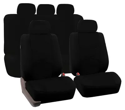 Obrázok produktu pre Sada poťahov na sedadlá do auta – poťahy na opierky hlavy – univerzálne – polyester – čierna farba – priedušné a odolné – poťah na sedadlo