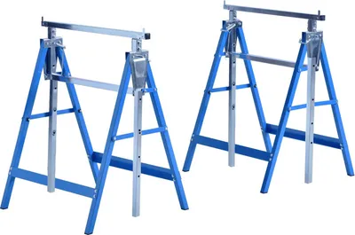 Obrázek produktu pro Sada stojanů – teleskopické skládací stojany – balení po 2 kusech – výškově nastavitelné 80–130 cm – přenosné – modré