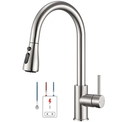 Produktbild von Niederdruck-küchenarmatur Edelstahl Gebürstet Ausziehbar, Wasserhahn Küche mit Schlauch 360° Drehbar, Spültischarmatur Cecipa MAX, DVGW