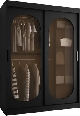 Produktbild von MIRJAN24 Kleiderschrank Bahrajn 150, Schwebetürenschrank, Garderobe (Farbe: Schwarz, Größe: 150 cm)