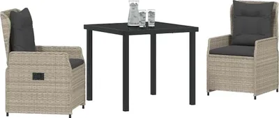 Immagine prodotto di vidaXL Set da pranzo da giardino 3 pezzi in polirattan grigio chiaro