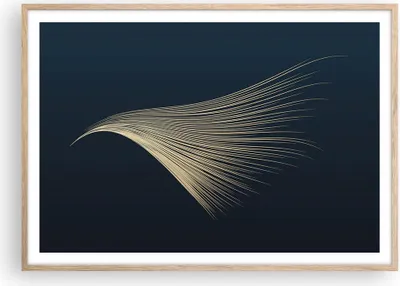 Produktbild von Gerahmtes Poster - Rahmen in heller Eiche - Golden Borsten Abstraktion - 100x70 cm - Wand Bild - Wanddeko - Wandbilder - Kunstposter - Wandposter - Bilderrahmen - Bilder - P2NAA100x70-4734