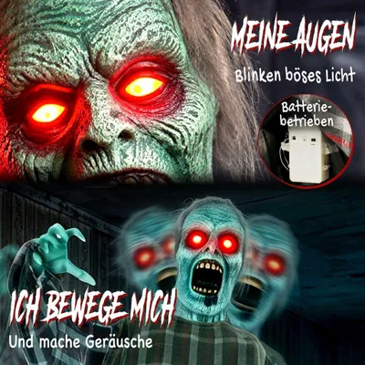 Zdjęcie produktu dla Animowany zombie na Halloween naturalnej wielkości, 170 cm, aktywowany dźwiękiem