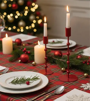 Produktbild von Kerzenleuchter Kimberly 2er Set aus Metall rot Weihnachtsdekoration