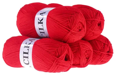 500g Strickgarn CILKA by VLNIKA Klassikgarn Strickwolle mit Schimmereffekt, himbeerrot