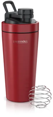 Produktbild von Arendo Proteinshaker Edelstahl 750 ml, Eiweißshaker mit Mixball und Rührvorrichtung, auslaufsicher, Schraubverschluss, Tragegriff, BPA-frei, spülmaschinengeeignet, rot