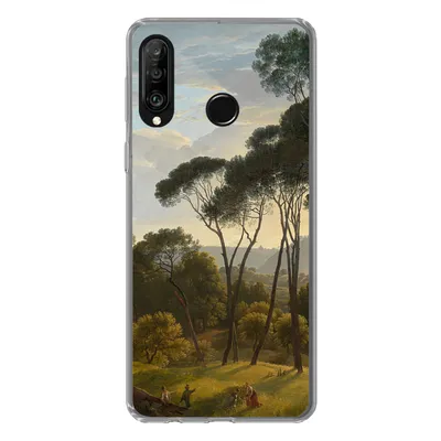 Produktbild von MuchoWow® Handyhülle Schutzhülle Hülle für Huawei P30 Lite Italienische Landschaft mit Zirbelkiefer - Gemälde von Hendrik Voogd Silikon Softcase Handy Hülle - Handyhülle