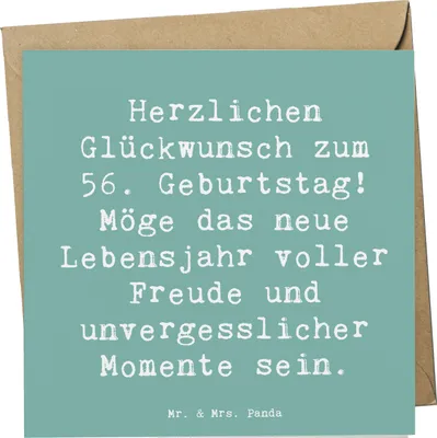 Produktbild von Mr. & Mrs. Panda Deluxe Karte Spruch 56. Geburtstag Freude - Meeresbrise - Geschenk, Dankbarkeit, persönliche Geschenke, Happy Birthday, Glückwunschkarte, Glückwunsch