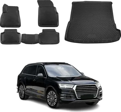 Zdjęcie produktu dla Zestaw dywaników podłogowych i wykładziny bagażnika do Audi Q7 4M 2015-2025 guma TPE czarny 5x