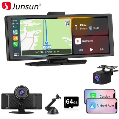 Produktbild von 10,26“ Wireless CarPlay/Android Auto Autoradio mit 4K/1080P Dual-Dashcam, BT 5.0, GPS, FM-RDS, USB-Schnellladung 5V/3A, AUX-Kabel, 64GB SD-Kart