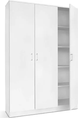 Produktbild von Lagerschrank Ray 120cm mit 3 Türen und 4 Einlegeböden - weiß