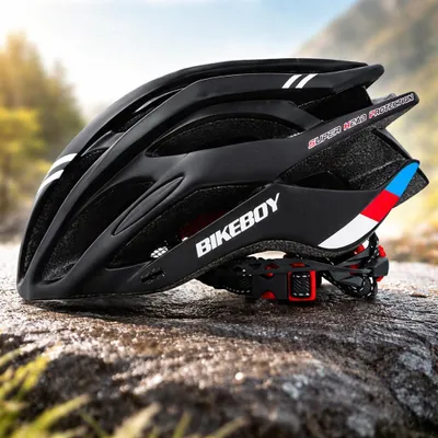 Produktbild von Fahrradhelm Erwachsene, verstellbar, mit Belüftung, aerodynamisches Design, sportlicher Fahrrad Schutzhelm für Rennrad, MTB & City – Schwarz