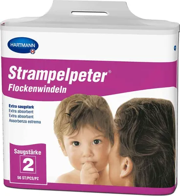A package of baby diapers with a picture of a baby and a mother's head.
