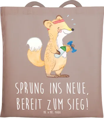Produktbild von Mr. & Mrs. Panda dokumententasche Sich in einer neuen Sportart versuchen - Braun Pastell - Geschenk, Mut, Tote Bag, Shopping Tasche, Selbstvertrauen, Herausforderungen