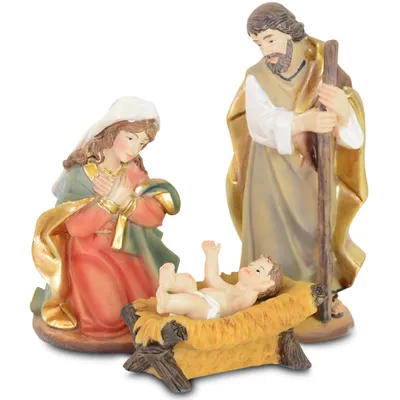 Produktbild von Krippenfiguren Set "Heilige Familie" 3-tlg. 5-11 cm | 78491 - Weihnachtskrippe