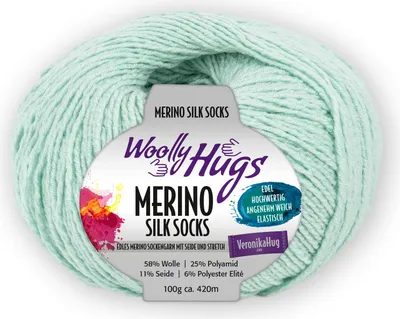 Produktbild von Woolly Hugs MERINO SILK SOCKS 100 g Luxus Sockengarn mit Merino & Seide 420 m Farbe 261 - mint