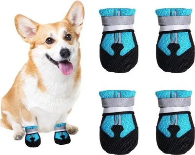 Immagine prodotto di Scarpe per cani Famanu, ideali per proteggere le zampe, impermeabili e antiscivolo. Dotate di chiusura a strappo riflettente. Calzini per cani di piccola, media e grande taglia