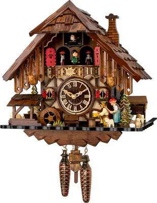 Produktbild von Engstler - 48715_QMT - Kuckucksuhr - Quarz - Nussbaum - mit Musik mit Tanzpaar - 35 cm