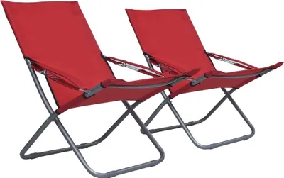 Produktbild von vidaXL Klappbare Strandstühle 2 Stk. Stoff Rot