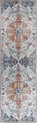 Produktbild von BELIANI Teppich Mehrfarbig Polyester 60 x 200 cm Kurzflor mit geometrischem Muster Maschinengewebt Rechteckig Wohnzimmer Flur Vintage-Stil