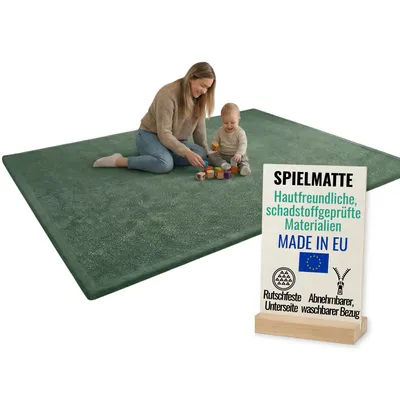 Produktbild von Pillows24 – Krabbelmatte Baby 150x200 cm | 3 cm Dick Spielmatte Kinder, Kinderteppich | Rutschfest & Pflegeleicht, Weiche Krabbeldecke | Spielteppich