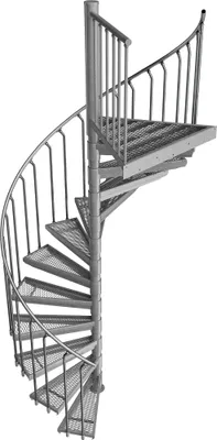 Produktbild von Spindeltreppe Ø 130 cm | Höhen: 234-251 cm | 12 Stufen, ein Podest | Streckgitter Stufenbelag, Feuerverzinkt