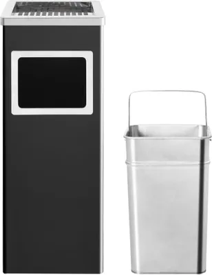 Produktbild von vidaXL Mülleimer mit Aschenbecher Hotel 36 L Stahl Schwarz
