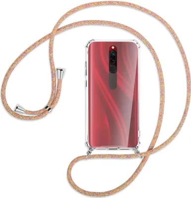 Produktbild von Handykette Backcover-Schutzhülle mit Band (Metall silberfarben) für Xiaomi Redmi 8 - Rainbow