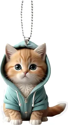 Produktbild von INF Acryl-Schlüsselanhänger mit Katze, süßer Cartoon-Katzen-Taschenanhänger für Autodekoration Gelb