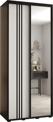Produktbild von MEBLE KRYSPOL Davos 7 Schrank, zwei Türen - 235,2x100x60 cm - Schwarz Weiß Schwarz
