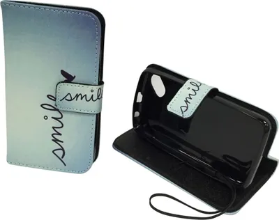 Produktbild von Handyhülle Tasche für Handy Wiko Sunny Schriftzug Smile Blau