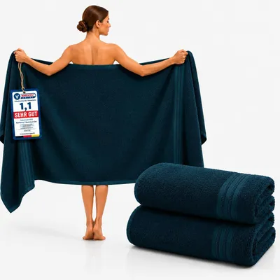 Produktbild von Komfortec 2er Saunatuch Set 80x200 cm aus 100% Baumwolle, XXL-Saunatücher, Sauna Handtuch, Weich, Groß, Frottee, Schnelltrocknend, Petrol