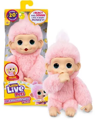 Immagine prodotto di Plush toy - LITTLE LIVE PETS - My Mini Baby Monkey - Pink - Ages 4+