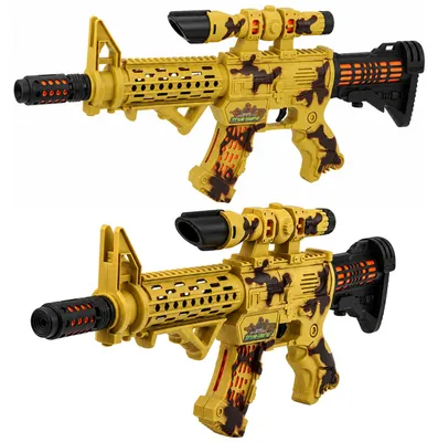 Imagen del producto de Rifle De Juguete Alcance De Camuflaje Silenciador Móvil Luces Sonidos 54 Cm