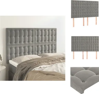 Produktbild von vidaXL Kopfteile 4 Stk. Hellgrau 72x5x78/88 cm Samt -  Kopf- & Fußenden