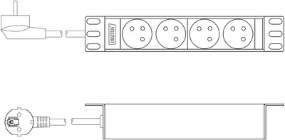 Produktbild von Digitus 10" Steckdosenleiste mit Aluminiumprofil, 4-fach CEE 7/5 Steckdosen, 1U, Rackmount, Horizontal, Aluminium, 4 AC-Ausgänge, Typ E