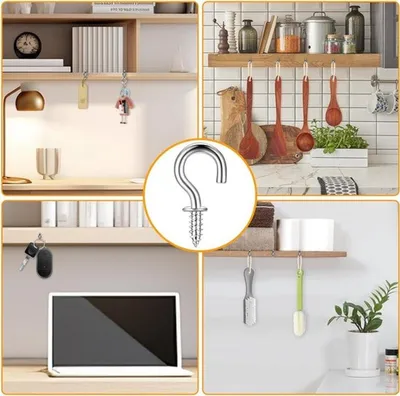 Set von 100 kleinen Schraubhaken zur Befestigung, Drahtaufhänger für die Decke, Mini-Metallwandhaken zum Aufhängen von