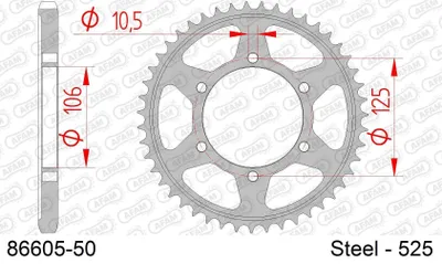 Produktbild von AFAM Kettenrad 86605-50 radseitig Hinten 1,3kg
