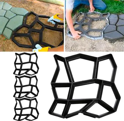 Immagine prodotto di Jopassy 4X Stampo per pavimentazione marciapiede  DIY Pavimentazione in calcestruzzo Nero Stampo da giardino Sagoma per casseforme