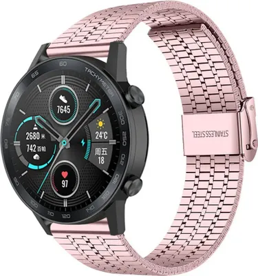 Produktbild von Strap-it Stahlarmband - Kompatibel mit Honor Magic Watch 2 Armband 46mm Ersatzarmband Edelstahl Smartwatch Hochwertiges Material Verstellbarer verschlussfür Armband Rosa