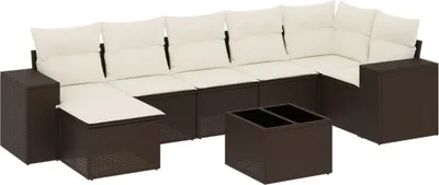 Produktbild von vidaXL 8-tlg. Garten-Sofagarnitur mit Kissen Braun Poly Rattan