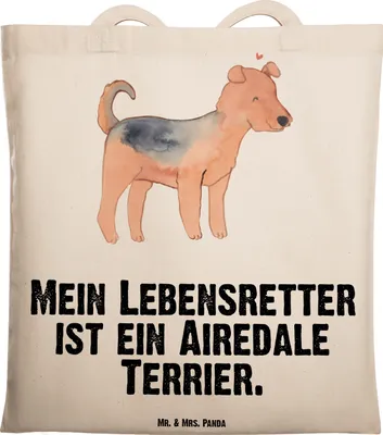 Produktbild von Mr. & Mrs. Panda Schultasche Airedale Terrier Lebensretter - Transparent - Geschenk, Tasche, Laptoptasche, Tote Bag, Beutel, dokumententasche, Tragetasche