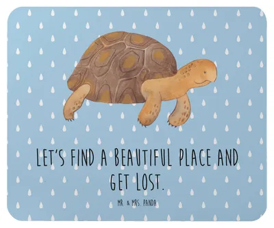 Produktbild von Mr. & Mrs. Panda Mauspad Schildkröte Marschieren - Blau Pastell - Geschenk, laptop, Abenteuer, Inspiration, Mousepad, Motivation, Schildkröten, Mouse Pad, mousematte